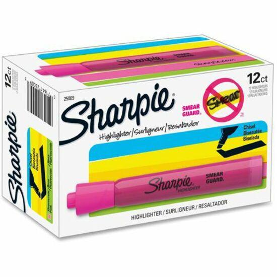Sharpie SmearGuard Tank Style Highlighters - Chisel Marker Point Style - Fluorescent Pink - 1 Dozen. Picture 3
