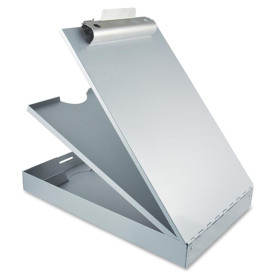 Saunders Cruiser Mate Form Holder with Storage - 1" Clip Capacity - Storage for Stationary - 8 1/2" x 12" - Aluminum - Silver - 1 Each. Picture 5