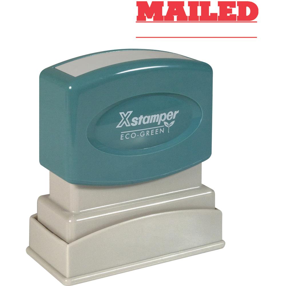 Xstamper MAILED Title Stamp - Message Stamp - "MAILED" - 0.50" Impression Width x 1.63" Impression Length - 100000 Impression(s) - Red - Recycled - 1 Each. Picture 2