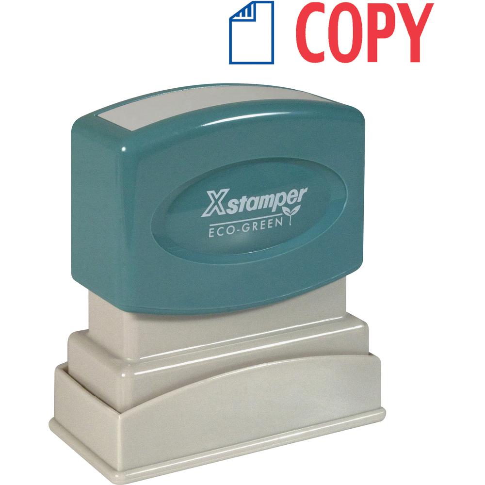 Xstamper Red/Blue COPY Title Stamp - Message Stamp - "COPY" - 0.50" Impression Width - 100000 Impression(s) - Red, Blue - Polymer - Recycled - 1 Each. Picture 2