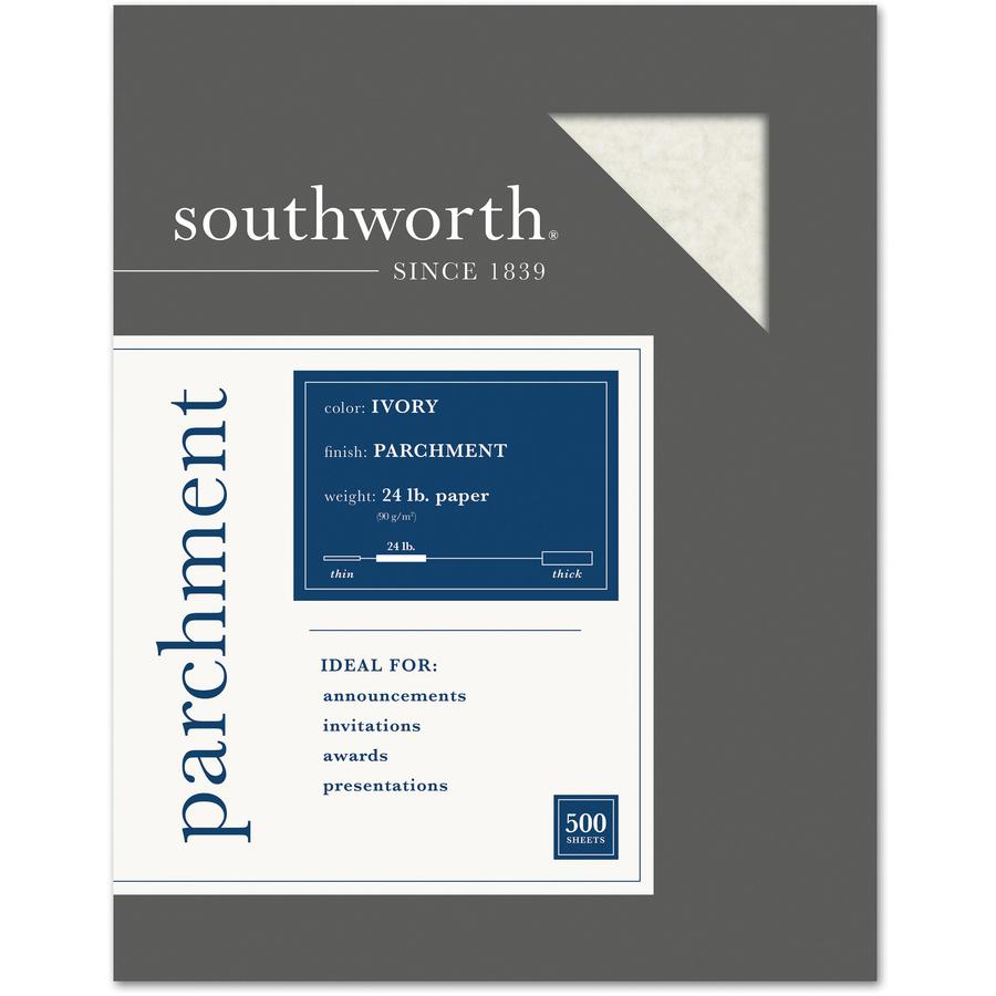 Southworth Parchment Specialty Paper - Blue - Letter - 8 1/2" x 11" - 24 lb Basis Weight - Parchment - 500 / Box - Acid-free, Lignin-free - Blue. Picture 2