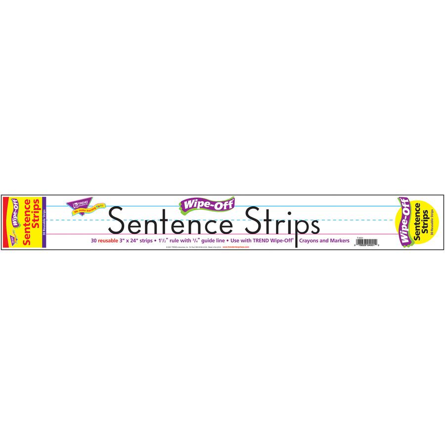 Trend Wipe-Off Sentence Strips - Skill Learning: Writing, Word, Spelling - 30 / Pack. Picture 3