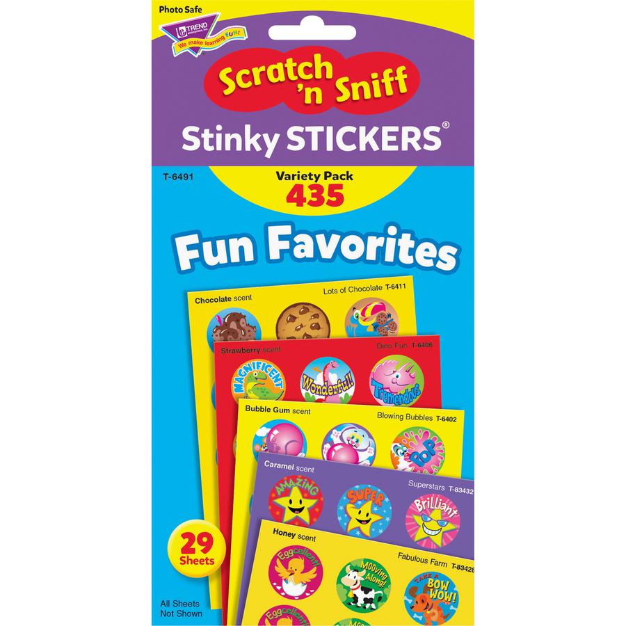 Trend Fun & Fancy Jumbo Pack Stickers - 432 x Round Shape - Self-adhesive - Acid-free, Non-toxic, Photo-safe, Scented - Assorted, Multicolor - Paper - 432 / Pack. Picture 2
