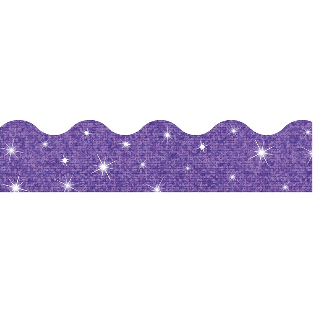 Trend Sparkle Board Trimmers - Rectangle Topped With Waves Shape - Pin-up - 2.25" Width x 390" Length - Purple - Paper - 1 / Pack. Picture 2