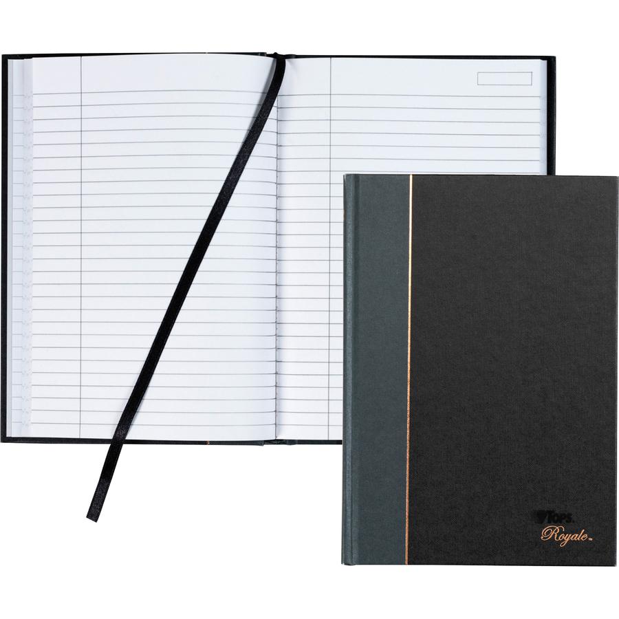 TOPS Royal Executive Business Notebooks - 96 Sheets - Spiral - 20 lb Basis Weight - 5 7/8" x 8 1/4" - White Paper - Gray Binding - Black, Gray Cover - Hard Cover, Ribbon Marker, Heavyweight, Index She. Picture 3