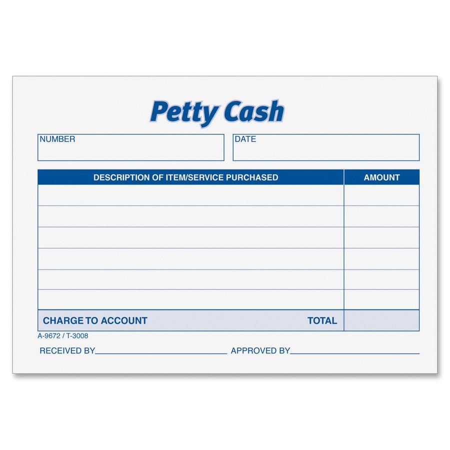 TOPS Received of Petty Cash Forms - 50 Sheet(s) - 5" x 3.50" Sheet Size - White - White Sheet(s) - 12 / Pack. Picture 2