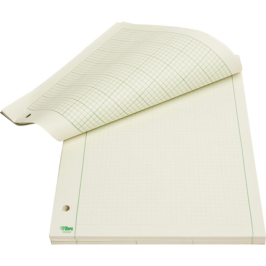 TOPS Engineering Computation Pad - 200 Sheets - Stapled/Glued - Both Side Ruling Surface - Ruled Margin - 15 lb Basis Weight - Letter - 8 1/2" x 11" - Green Paper - 1 / Pad. Picture 3