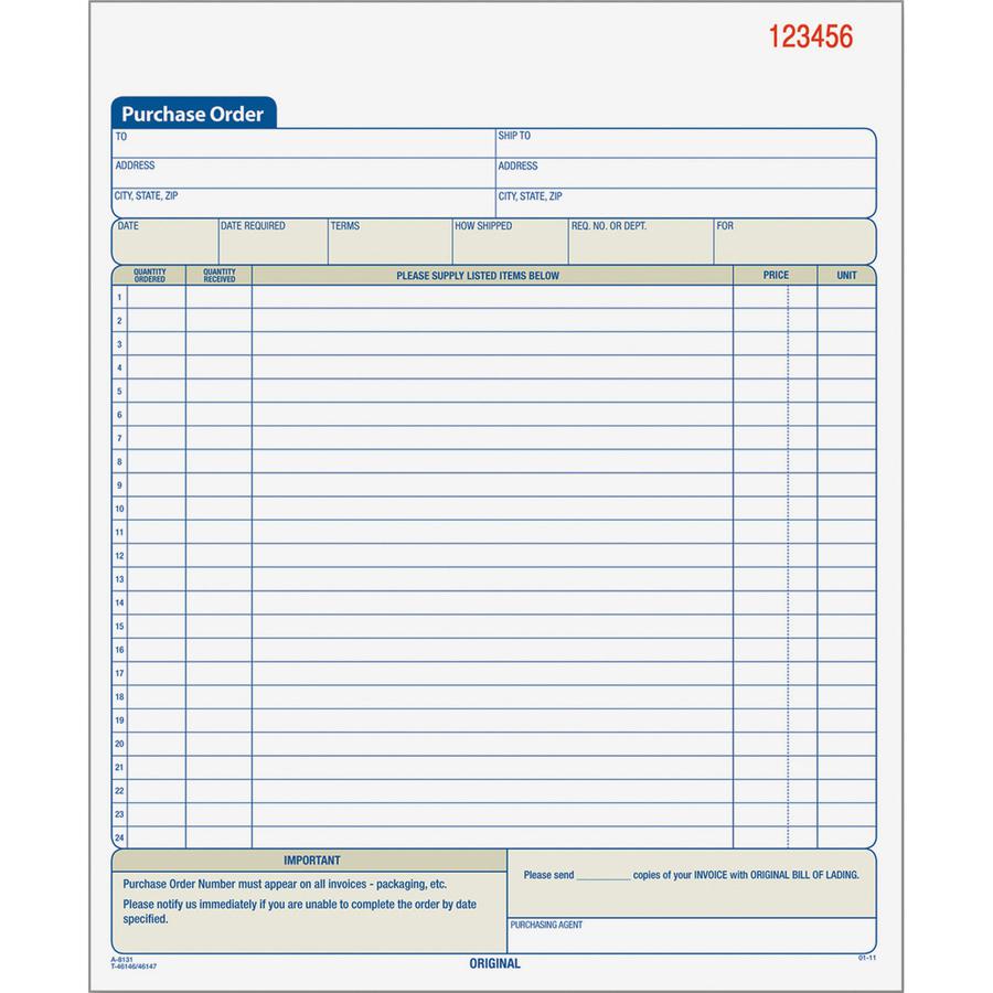 TOPS Carbonless 2-Part Purchase Order Books - 50 Sheet(s) - Wire Bound - 2 PartCarbonless Copy - 8.38" x 10.19" Sheet Size - Assorted Sheet(s) - 1 Each. Picture 2