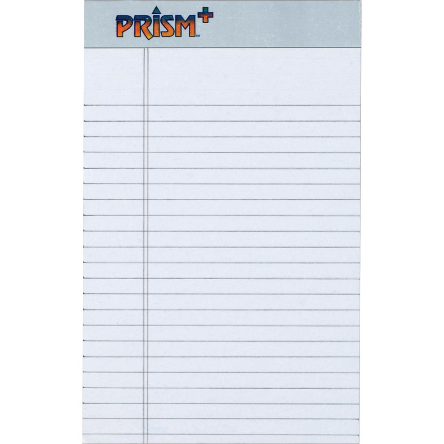 TOPS Prism Plus Legal Pads - Jr.Legal - 50 Sheets - 0.28" Ruled - 16 lb Basis Weight - Jr.Legal - 5" x 8" - Gray Paper - Perforated, Hard Cover, Rigid, Easy Tear - 12 / Pack. Picture 2