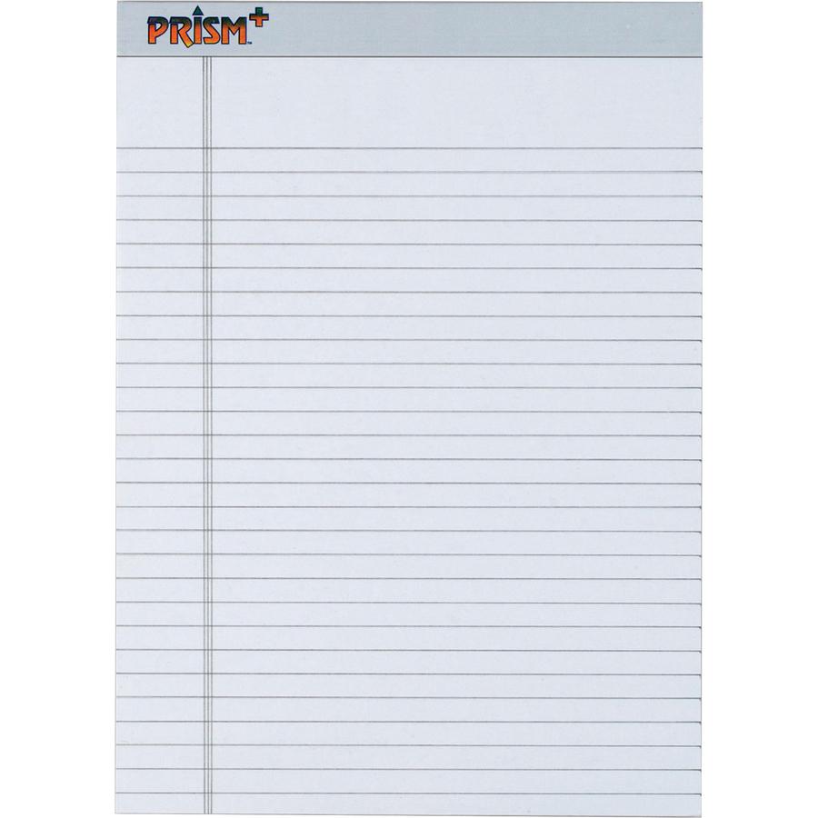 TOPS Prism Plus Colored Paper Pads - 50 Sheets - 0.34" Ruled - 16 lb Basis Weight - 8 1/2" x 11 3/4" - Gray Paper - Perforated, Hard Cover, Rigid, Easy Tear - 12 / Pack. Picture 2