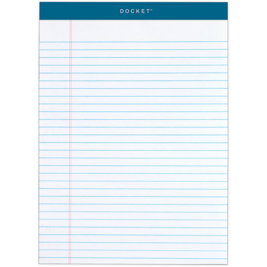 TOPS Docket Letr-Trim Legal Ruled White Legal Pads - 50 Sheets - Double Stitched - 0.34" Ruled - 16 lb Basis Weight - 8 1/2" x 11 3/4" - White Paper - Marble Green Binding - Perforated, Hard Cover, Re. Picture 2