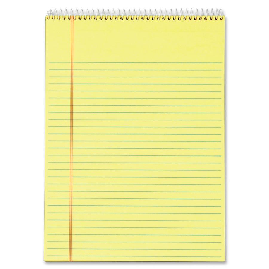 TOPS Docket Perforated Wirebound Legal Pads - Letter - 70 Sheets - Wire Bound - 0.34" Ruled - 16 lb Basis Weight - 8 1/2" x 11" - 11" x 8.5" - Canary Paper - Perforated, Hard Cover, Spiral Lock, Stiff. Picture 2
