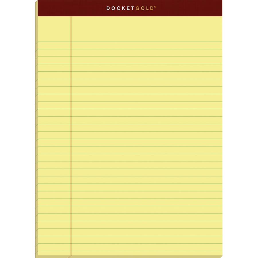 TOPS Docket Gold Legal Pads - Letter - 50 Sheets - Double Stitched - 0.34" Ruled - 20 lb Basis Weight - Letter - 8 1/2" x 11" - Canary Paper - Burgundy Binding - Perforated, Hard Cover, Heavyweight, B. Picture 2