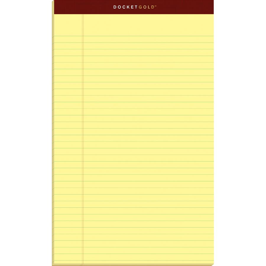 TOPS Docket Gold Legal Pads - Legal - 50 Sheets - Double Stitched - 0.34" Ruled - 20 lb Basis Weight - Legal - 8 1/2" x 14" - Canary Paper - Burgundy Binding - Perforated, Hard Cover, Heavyweight, Res. Picture 2