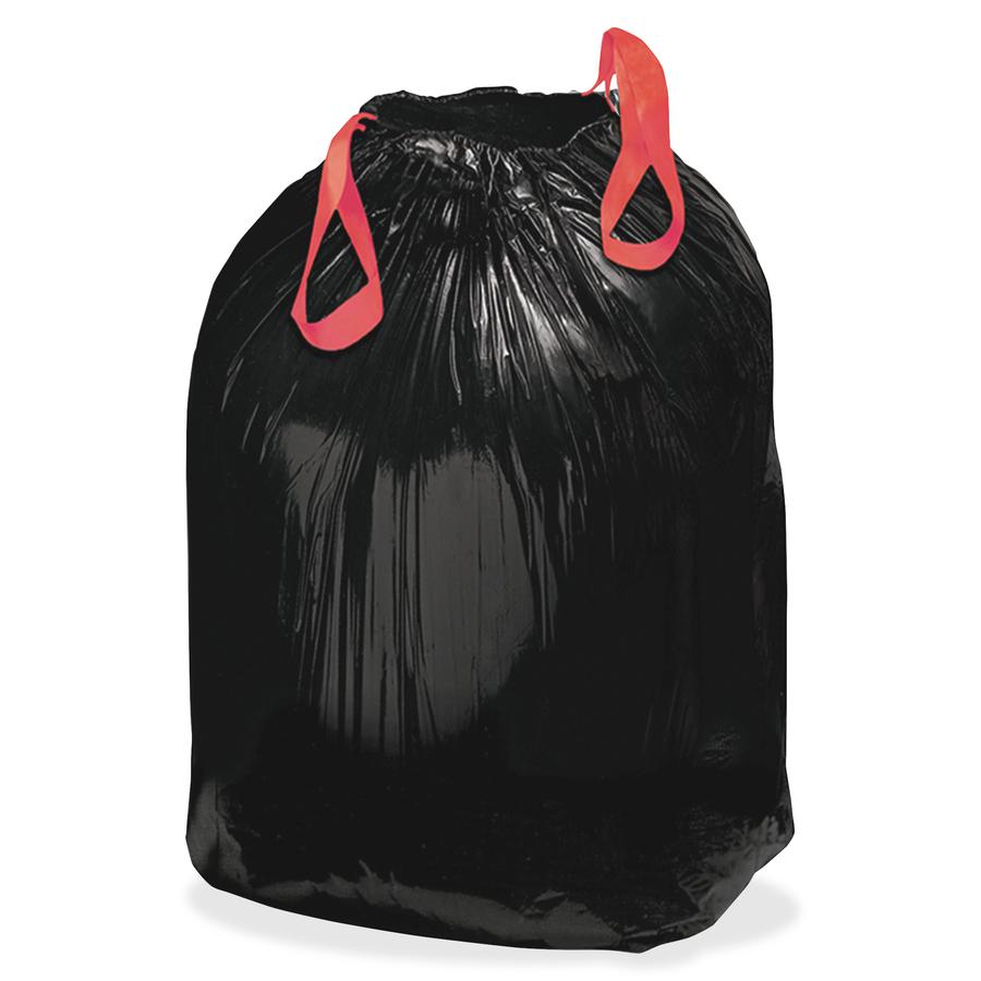 Webster Drawstring Trash Liners - Medium Size - 33 gal - 33.50" Width x 38" Length - 1.20 mil (30 Micron) Thickness - Black - Resin - 150/Carton - Office Waste. Picture 3