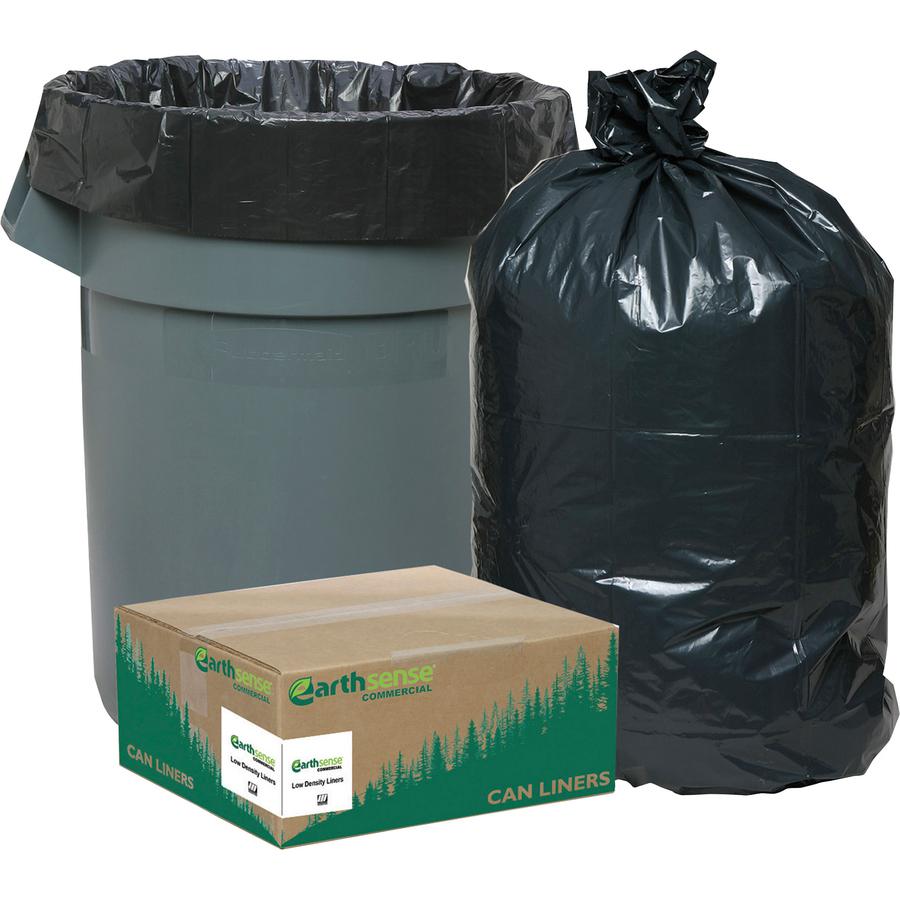 Berry Reclaim Heavy-Duty Recycled Can Liners - Small Size - 10 gal Capacity - 24" Width x 23" Length - 0.85 mil (22 Micron) Thickness - Low Density - Black - Plastic - 500/Carton - Recycled. Picture 3