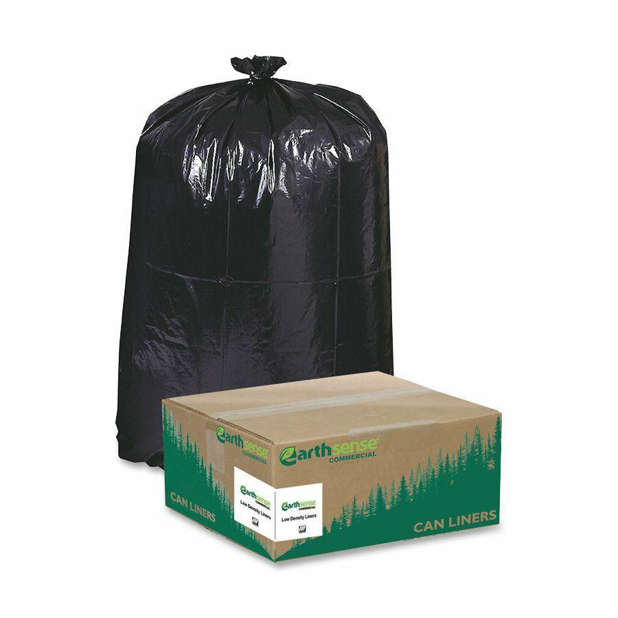 Berry Reclaim Heavy-Duty Recycled Can Liners - Medium Size - 33 gal Capacity - 33" Width x 39" Length - 1.25 mil (32 Micron) Thickness - Low Density - Black - Plastic - 100/Carton - Recycled. Picture 3