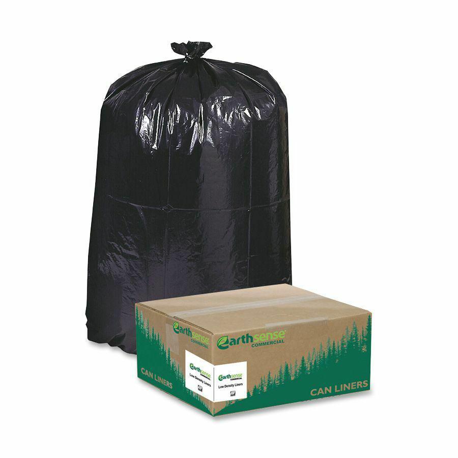 Berry Reclaim Heavy-Duty Recycled Can Liners - Large Size - 45 gal Capacity - 40" Width x 46" Length - 1.25 mil (32 Micron) Thickness - Low Density - Black - Plastic - 100/Carton - Recycled. Picture 3