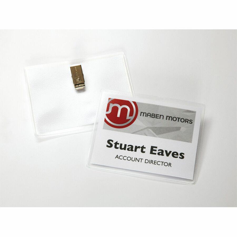 Avery&reg; Garment-Friendly Clip-Style Name Badges - 40 / Box - Printable, Durable, Clip - White, Clear. Picture 9