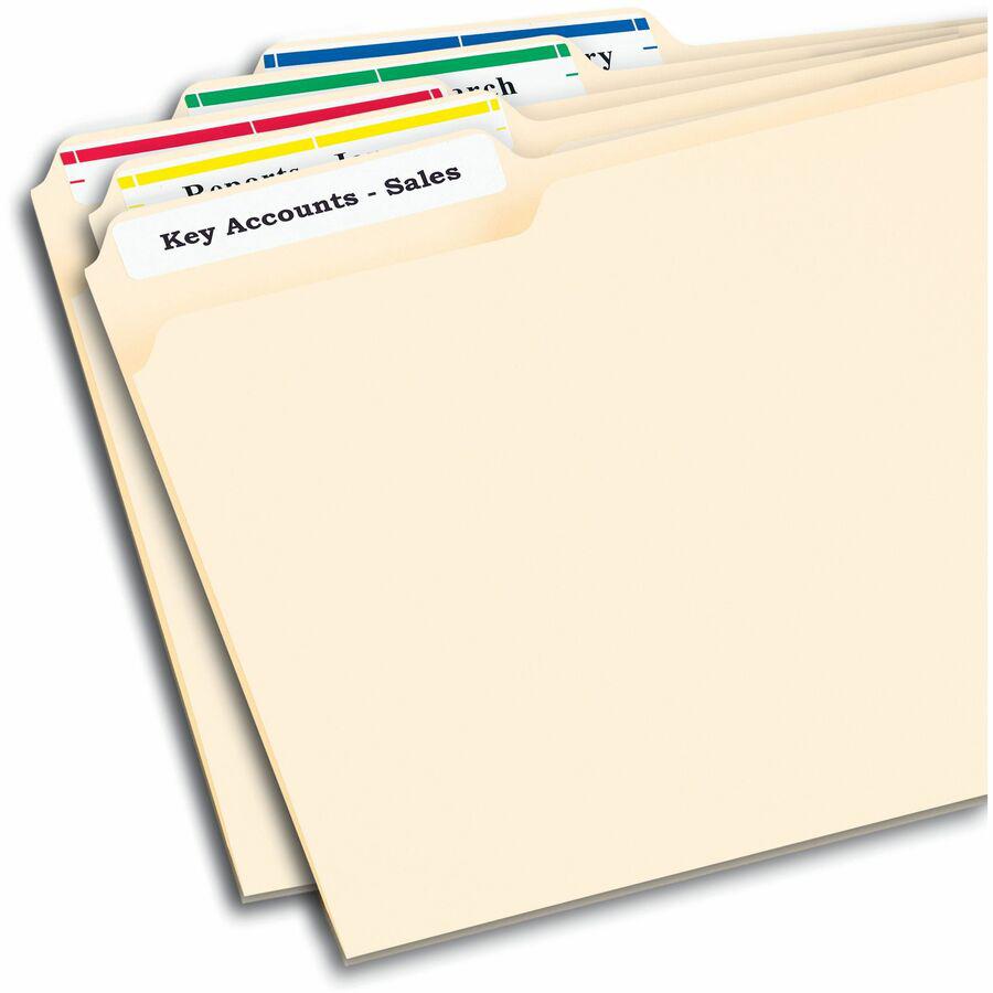 Avery&reg; TrueBlock File Folder Labels - Permanent Adhesive - Rectangle - Laser, Inkjet - Blue, Green, Red, White, Yellow - Paper - 30 / Sheet - 25 Total Sheets - 750 Total Label(s) - 750 / Pack. Picture 9