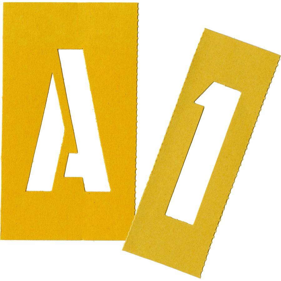 Chartpak Painting Letters/Numbers Stencils - 3" - Gothic - Yellow. Picture 2