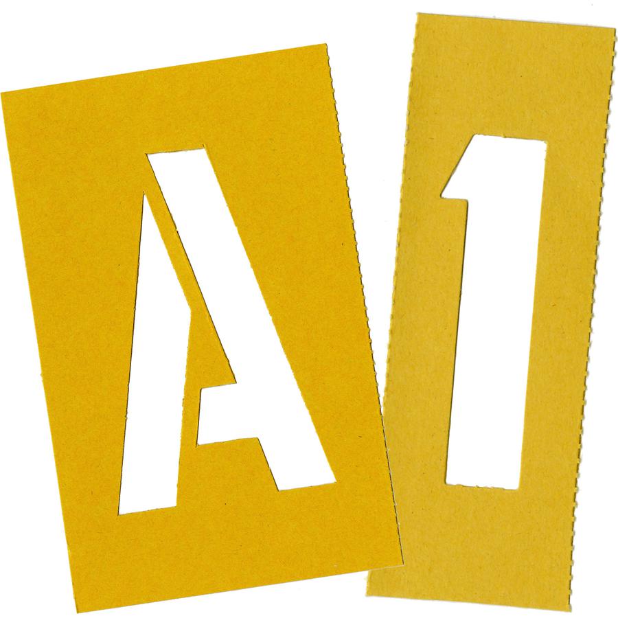Chartpak Painting Letters/Numbers Stencils - 4" - Gothic - Yellow. Picture 2