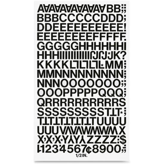Chartpak Vinyl Helvetica Style Letters/Numbers - 12 x Numbers, 167 x Capital Letters Shape - Self-adhesive - Helvetica Style - Easy to Use - 0.50" Height - Black - Vinyl - 201 / Pack. Picture 3