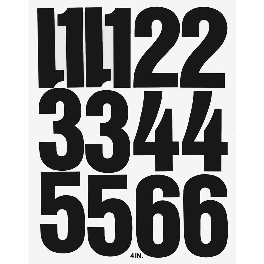 Chartpak Permanent Adhesive Vinyl Numbers - Self-adhesive - Helvetica Style - Easy to Use - 4" Height - Black - Vinyl - 23 / Pack. Picture 3