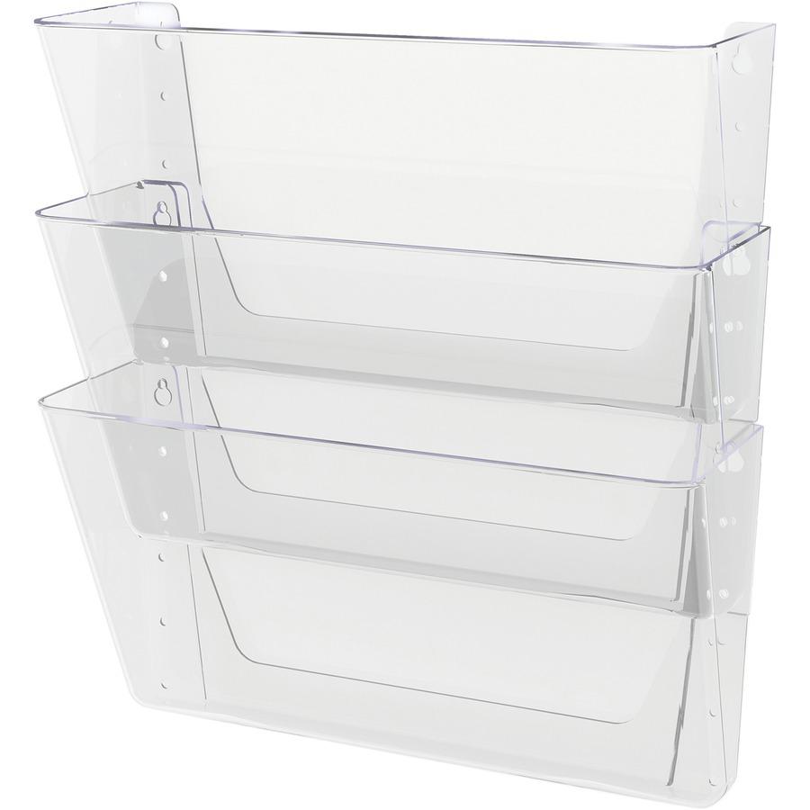 Deflecto Stackable DocuPocket for Partition Walls - 3 Pocket(s) - 3 Compartment(s) - 7" Height x 13" Width x 4" Depth - Stackable - Clear - 3 / Set. Picture 7