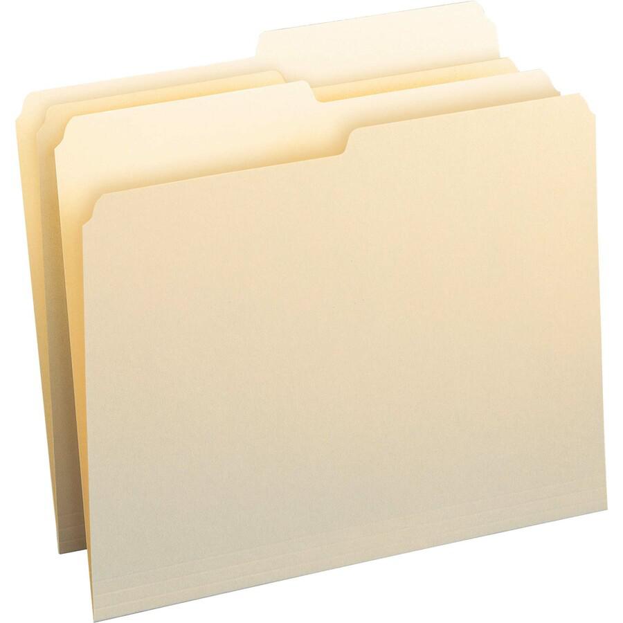Smead 1/2 Tab Cut Letter Recycled Top Tab File Folder - 8 1/2" x 11" - 3/4" Expansion - Top Tab Location - Assorted Position Tab Position - Manila - 10% Recycled - 100 / Box. Picture 5