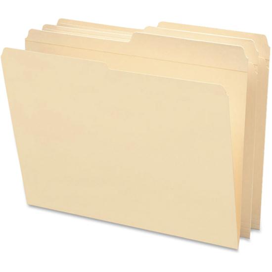 Smead 1/2 Tab Cut Letter Recycled Top Tab File Folder - 8 1/2" x 11" - 3/4" Expansion - Top Tab Location - Assorted Position Tab Position - Manila - Manila - 10% Recycled - 100 / Box. Picture 2