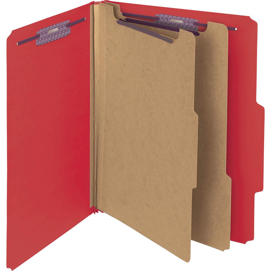 Smead SafeSHIELD 2/5 Tab Cut Letter Recycled Classification Folder - 8 1/2" x 11" - 2" Expansion - 2 x 2S Fastener(s) - 2" Fastener Capacity for Folder - Top Tab Location - Right of Center Tab Positio. Picture 11