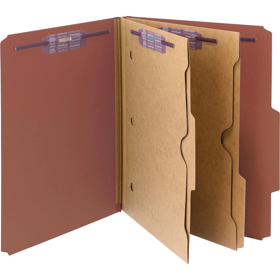 Smead Pocket Divider SafeShield Classification Folders - Letter - 8 1/2" x 11" Sheet Size - 2" Expansion - 2" Fastener Capacity for Folder - 2 Pocket(s) - 2/5 Tab Cut - Right of Center Tab Location - . Picture 11