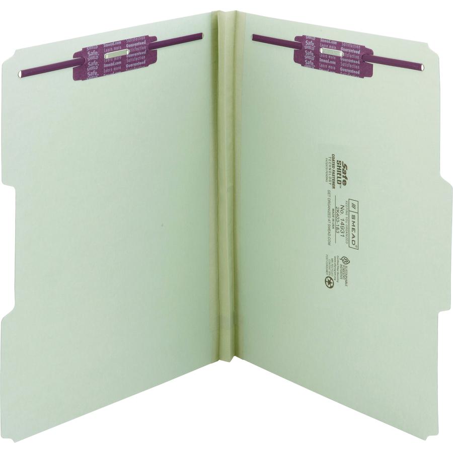 Smead 1/3 Tab Cut Letter Recycled Fastener Folder - 8 1/2" x 11" - 1" Expansion - 2 x 2S Fastener(s) - 2" Fastener Capacity for Folder - Top Tab Location - Assorted Position Tab Position - Pressboard . Picture 9