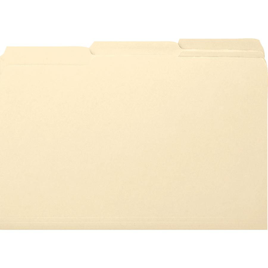 Smead 1/3 Tab Cut Legal Recycled Top Tab File Folder - 8 1/2" x 14" - 3/4" Expansion - Top Tab Location - Assorted Position Tab Position - Manila - Manila - 10% Recycled - 100 / Box. Picture 3