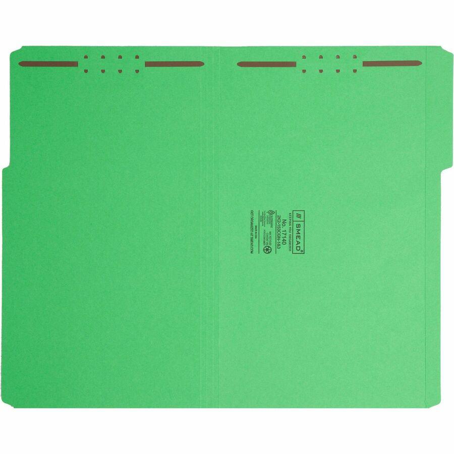 Smead Colored 1/3 Tab Cut Legal Recycled Fastener Folder - 8 1/2" x 14" - 3/4" Expansion - 2 x 2K Fastener(s) - 2" Fastener Capacity for Folder - Top Tab Location - Assorted Position Tab Position - Gr. Picture 10