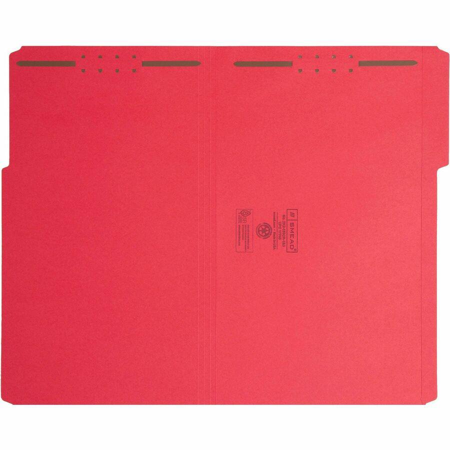 Smead Colored 1/3 Tab Cut Legal Recycled Fastener Folder - 8 1/2" x 14" - 3/4" Expansion - 2 x 2K Fastener(s) - 2" Fastener Capacity for Folder - Top Tab Location - Assorted Position Tab Position - Re. Picture 10