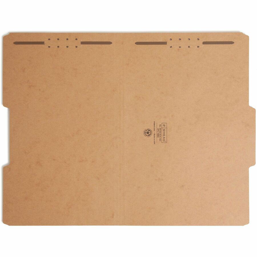 Smead 2/5 Tab Cut Legal Recycled Fastener Folder - 8 1/2" x 14" - 3/4" Expansion - 2 x 2K Fastener(s) - 2" Fastener Capacity for Folder - Top Tab Location - Right Tab Position - Kraft - Kraft - 10% Re. Picture 11