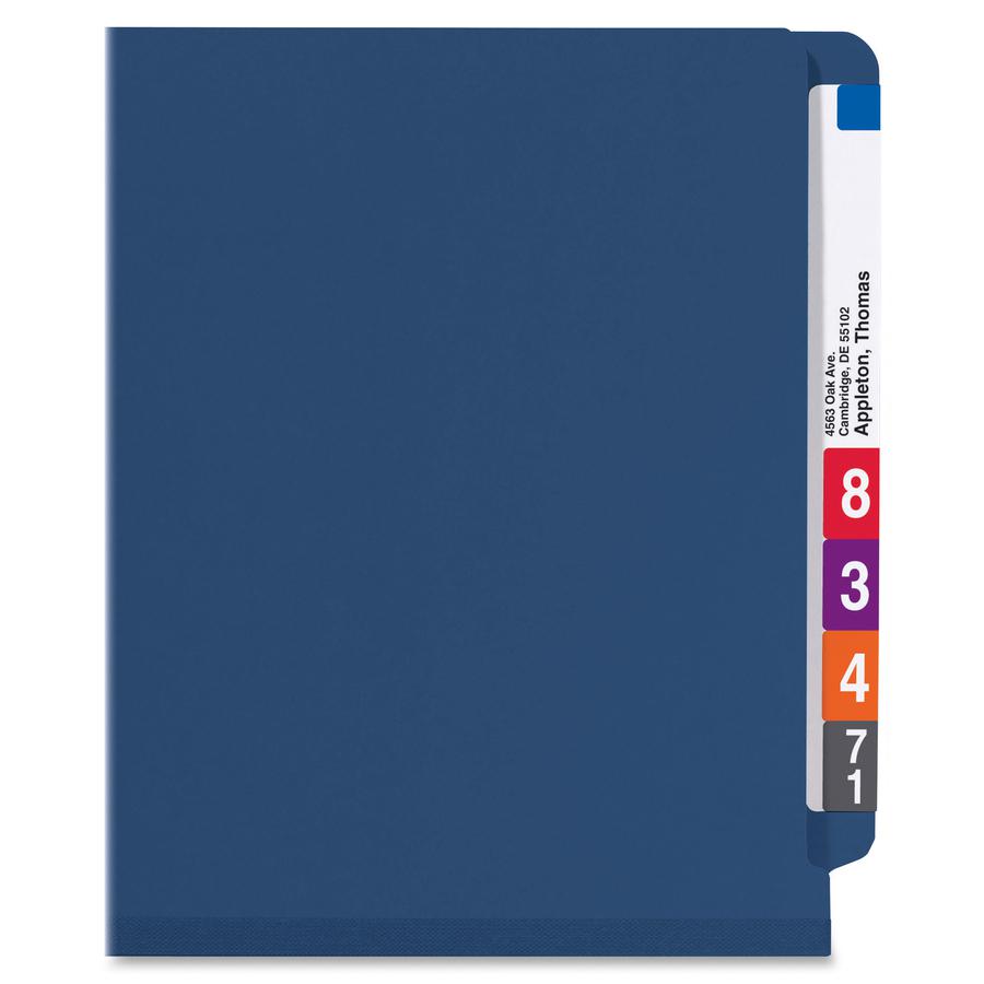 Smead 1/3 Tab Cut Letter Recycled Classification Folder - 8 1/2" x 11" - 2" Expansion - 2 x 2S Fastener(s) - 2" Fastener Capacity for Folder - 2 Divider(s) - Pressboard - Dark Blue - 100% Recycled - 1. Picture 10