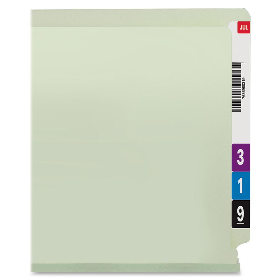 Smead Legal Recycled Fastener Folder - 8 1/2" x 14" - 3" Expansion - 2 x 2S Fastener(s) - 2" Fastener Capacity for Folder - End Tab Location - Pressboard - Gray, Green - 100% Recycled - 25 / Box. Picture 8