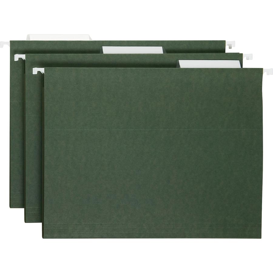 Smead 1/3 Tab Cut Letter Recycled Hanging Folder - 8 1/2" x 11" - Top Tab Location - Assorted Position Tab Position - Standard Green - 10% Recycled - 25 / Box. Picture 8