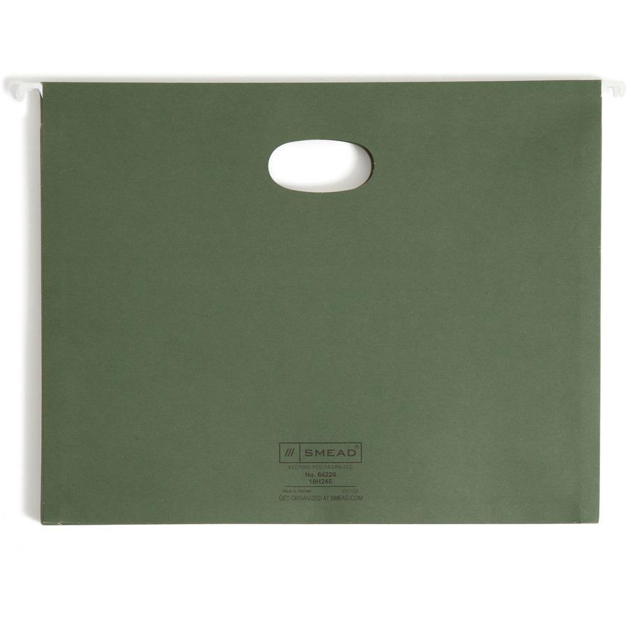 Smead Hanging File Pockets, 3-1/2 Inch Expansion, Letter Size, Standard Green, 10 Per Box (64220) - 3 1/2" Folder Capacity - 8 1/2" x 11" - 3 1/2" Expansion - Standard Green - 30% Recycled - 10 / Box. Picture 10