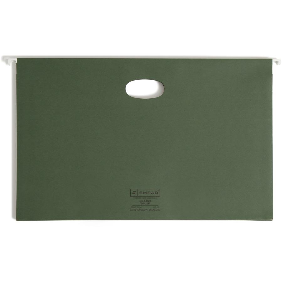 Smead Hanging File Pockets, 3-1/2 Inch Expansion, Legal Size, Standard Green, 10 Per Box (64320) - 8 1/2" x 14" - 3 1/2" Expansion - Standard Green - 30% Recycled. Picture 8