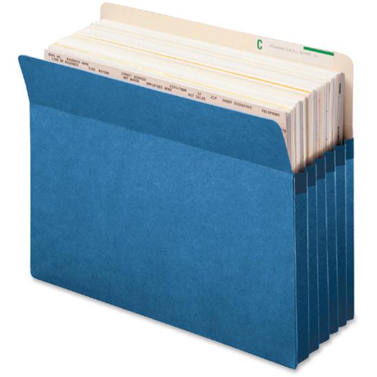 Smead TUFF Pocket Straight Tab Cut Letter Recycled File Pocket - 8 1/2" x 11" - 5 1/4" Expansion - Top Tab Location - Blue - 10% Recycled - 1 Each. Picture 2