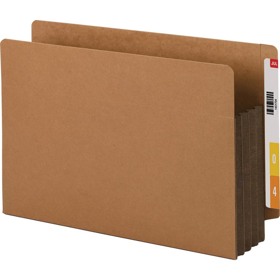 Smead Straight Tab Cut Legal Recycled File Pocket - 8 1/2" x 14" - 3 1/2" Expansion - 1 Pocket(s) - End Tab Location - Top Tab Position - Redrope - Dark Brown - 30% Recycled - 10 / Box. Picture 6