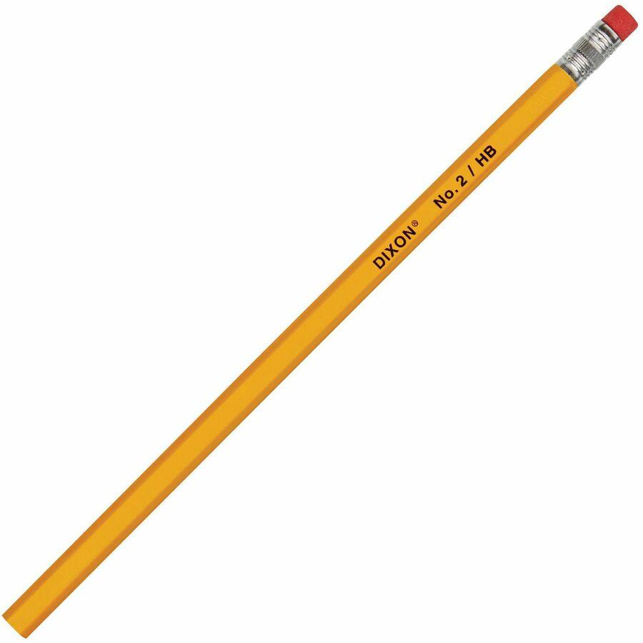 Dixon Woodcase No.2 Eraser Pencils - #2 Lead - Black Lead - Yellow Barrel - 144 / Box. Picture 9