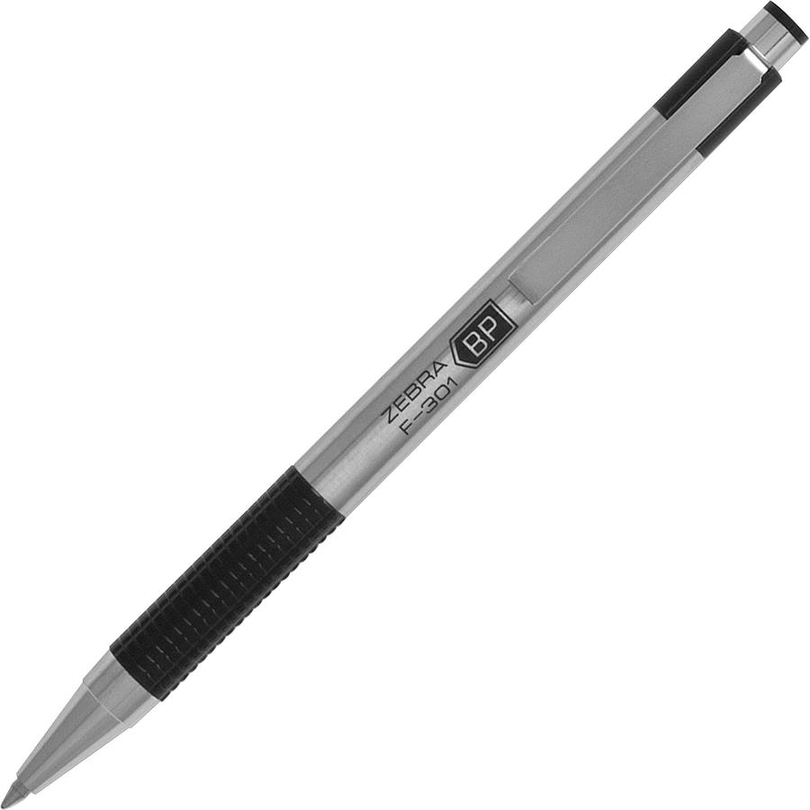 Zebra Pen F-301 Stainless Steel Ballpoint Pens - Fine Pen Point - 0.7 mm Pen Point Size - Refillable - Retractable - Black - Stainless Steel Stainless Steel Barrel - 1 Dozen. Picture 4