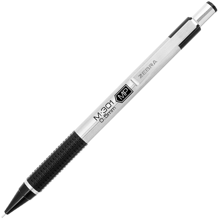 Zebra STEEL 3 Series M-301 Mechanical Pencil - 0.5 mm Lead Diameter - Refillable - Black Stainless Steel Barrel - 1 Dozen. Picture 3