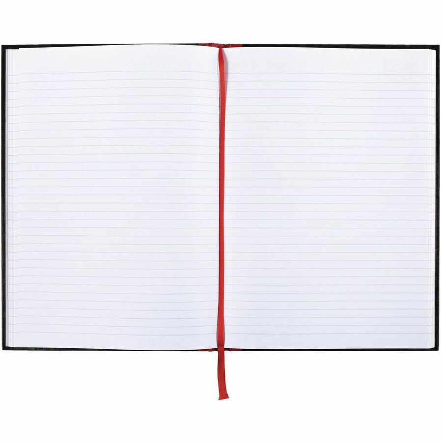 Black n' Red Casebound Ruled Notebooks - A4 - 96 Sheets - Sewn - 24 lb Basis Weight - A4 - 8 1/4" x 11 3/4" - White Paper - Red Binding - BlackHeavyweight Cover - Hard Cover, Ribbon Marker - 1 Each. Picture 7