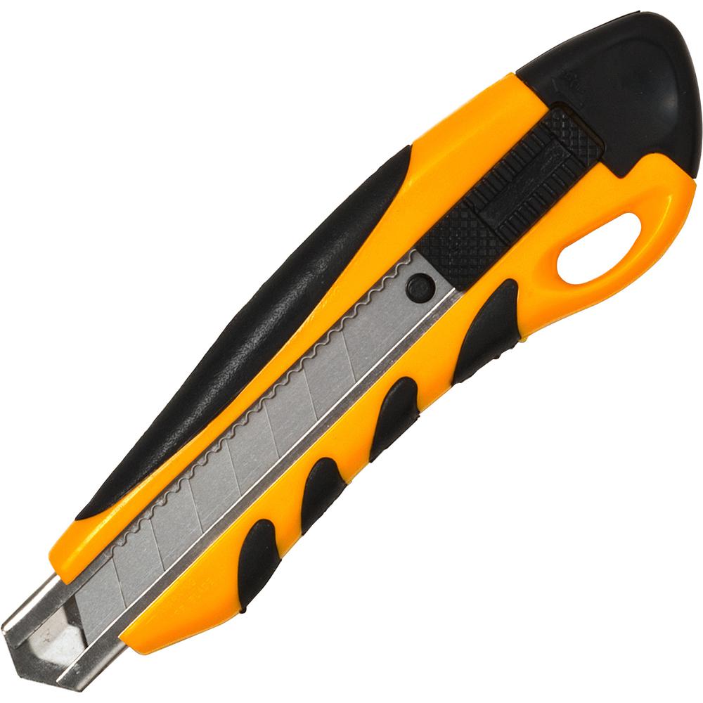 Sparco PVC Anti-Slip Rubber Grip Utility Knife - Stainless Steel Blade - Heavy Duty - Yellow - 1 Each. Picture 4